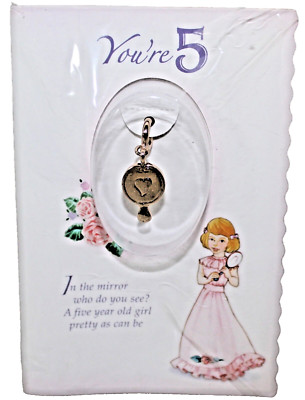 Mirror Birthday Charm ~ You re 5 ~ Growing Up Girls Enesco Brand New 