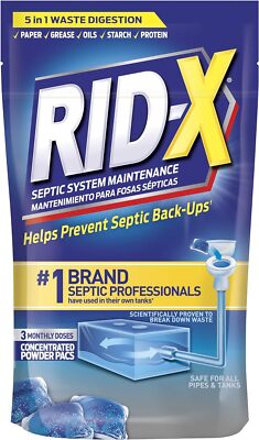 Rid-X Septic Tank Treatment Enzymes, 3 Month Supply Septi-Pacs, 3.2oz