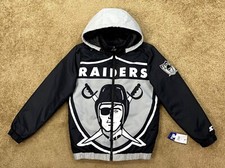 Raiders Jacket Las Vegas Hooded Big Logo STARTER Full Zip BLACK/GRAY S L 2X
