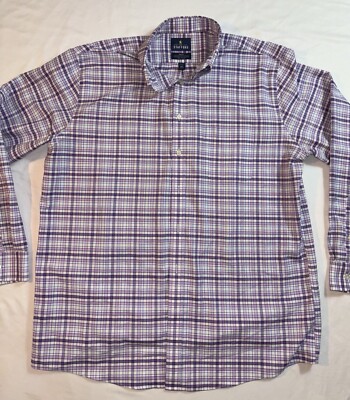 stafford travel wrinkle-free stretch oxford long-sleeve dress shirt Stafford Travel Wrinkle Free Oxford BLUE GREY Plaid Size 20 - 36/37 Sleeve