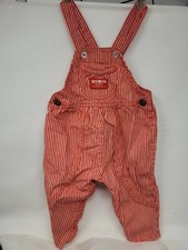 Vintage OshKosh B'Gosh Red & White STRIPED OVERALLS Sz 18 Mos. Made in USA