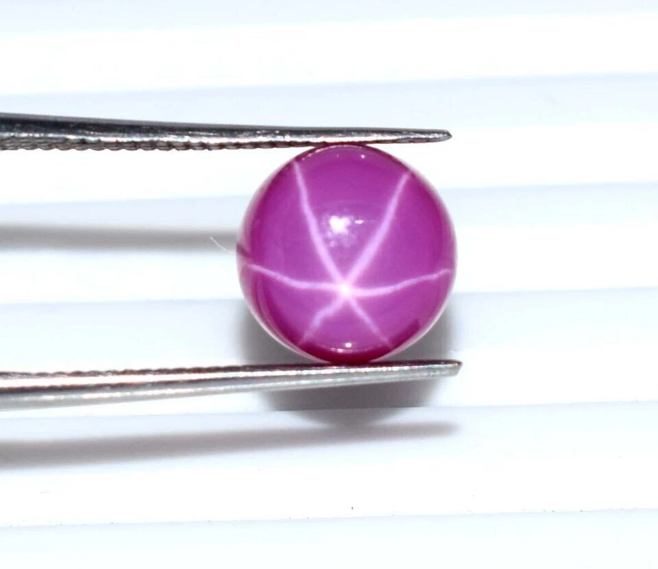 8 Ct New Product Round Cut Pink Star Ruby 6 Rays Gemstone 8x5mm Certified DD - Image 4 of 4