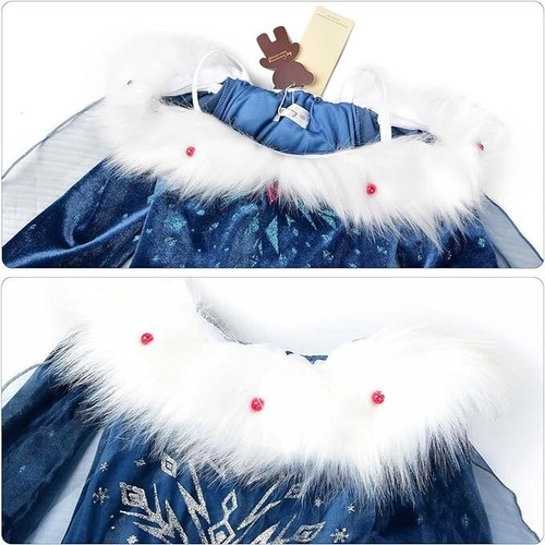 Knemmy Elsa Princess Costume for Girls Halloween Dress Snow Cosplay Size 4 (120) - Picture 3 of 4