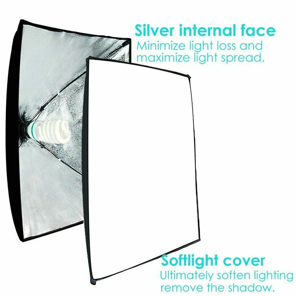 150W Studio Photography Softbox Continuous Photo Lighting Kit Light Bulb Bag 2X - Image 4 of 4