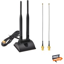 High Gain 6dBi Dual Band RP-SMA Antenna  6 Inch Cables for Optimal WiFi Range