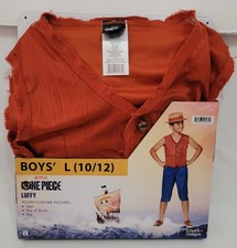 One Piece Luffy Youth Boys L 10/12 Costume 3 Piece Anime