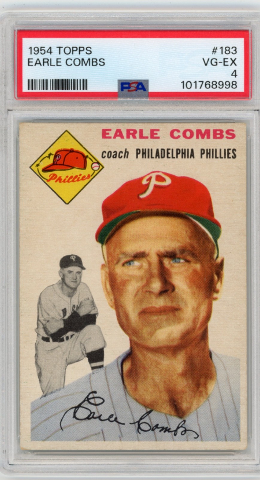 1954 Topps Earle Combs #183 - PSA 4 VG-EX