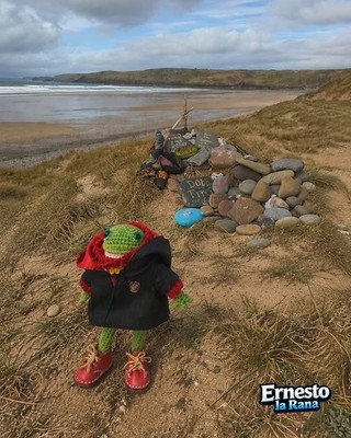 OOAK Harry Froggo gehäkelter Zauberer Frosch Puppe mit Zauberfrosch Öko Geschenk Baum gepflanzt