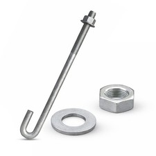 1" x 18" Galv Threaded J-Bolt Concrete Anchor (Nut & Washer Included) -Sandbaggy