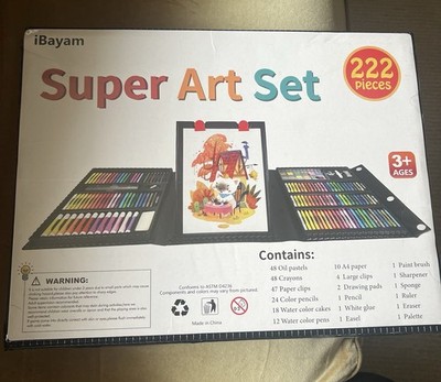 ibayam Super Art Set- 85% Full- Crayons, Color Pencils, Water Color Pens + Cakes