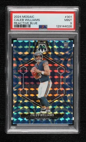 2024 Panini Mosaic Rookies Reactive Blue Prizm Caleb Williams PSA 8 Rookie RC