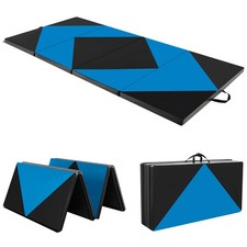 Folding Gymnastics Mat 8' x 4' x 2" PU Leather Tumbling Exercise Mat Yoga Gym