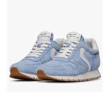 New in Box VOILE BLANCHE JULIA Leather And Suede Sneakers in White-Light Blue