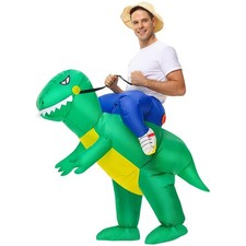 Adult Inflatable T-Rex Dinosaur Costume, Ride-On Blow-Up Halloween Suit for Part