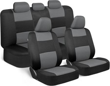 BDK PolyPro Car Seat Covers Full Set in Gray on Black, Front and Rear Split