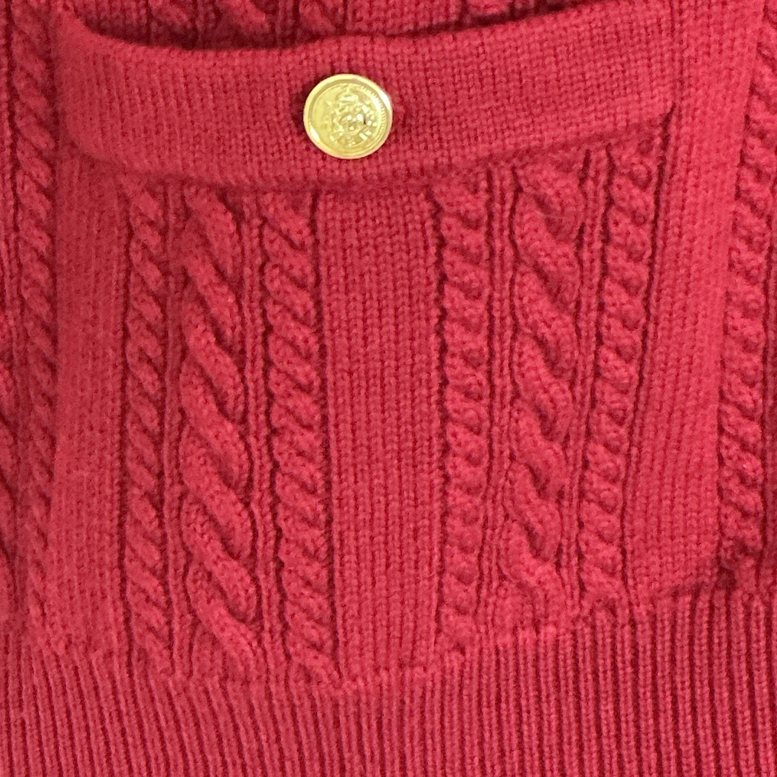 Talbots Red Crew Neck LS Button Down Cardigan Woo… - image 7
