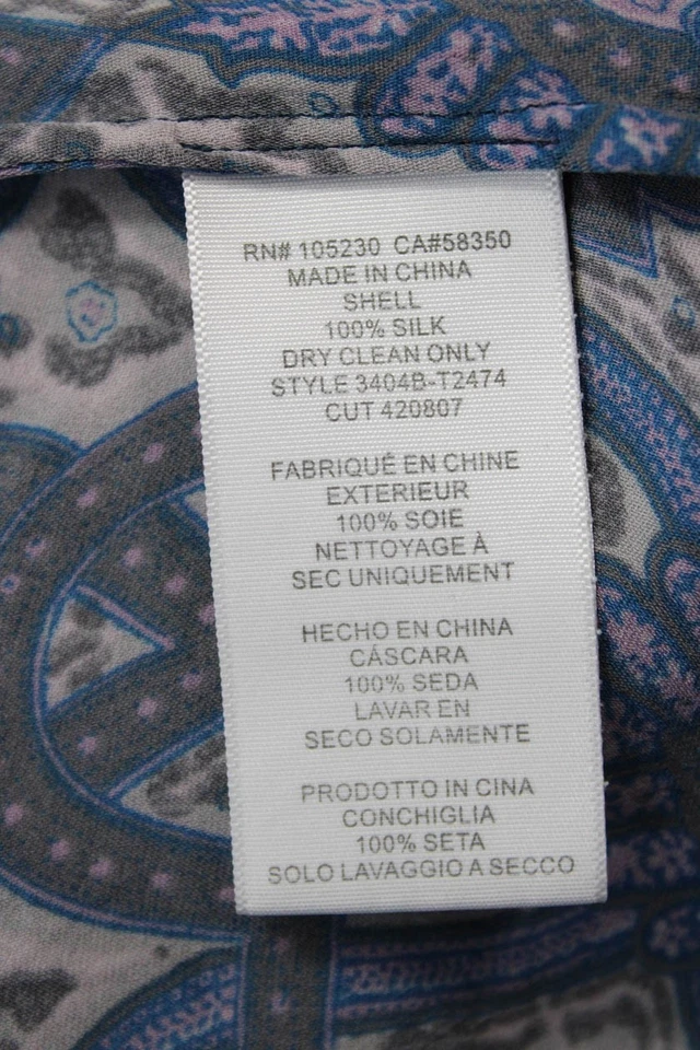 Joie Women Blue Silk Paisley Boho V-Neck Tunic Blouse 3/4 Sleeve Petite Size XS - Image 4 of 4