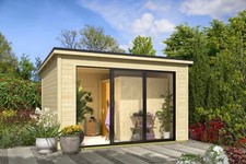 Saunahaus Gartensauna LUNA 1 386x296 cm 28mm Wände inkl. Karibu Sauna SODIN