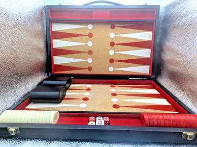 Vintage Reise Backgammon Set komplett Klappkoffer Made in Taiwan Retro Spiel
