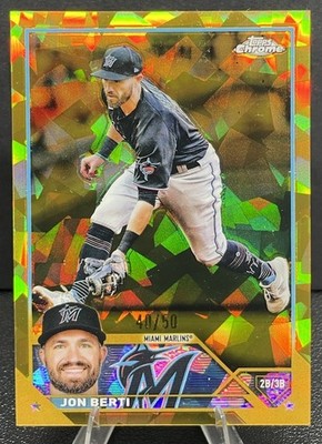 2023 Topps Chrome - Jon Berti 40/50 - Gold Sapphire Miami Marlins Parallel #72