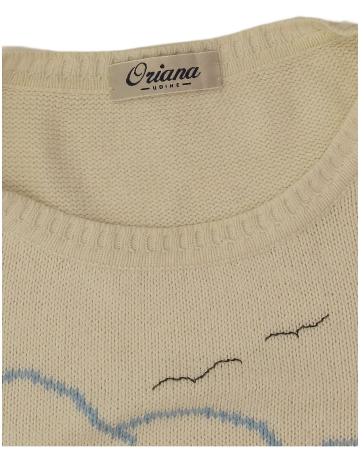 Oriana Womens Graphic Crew Neck Jumper Sweater UK 18 XL Off White CH17 thumbnail 3