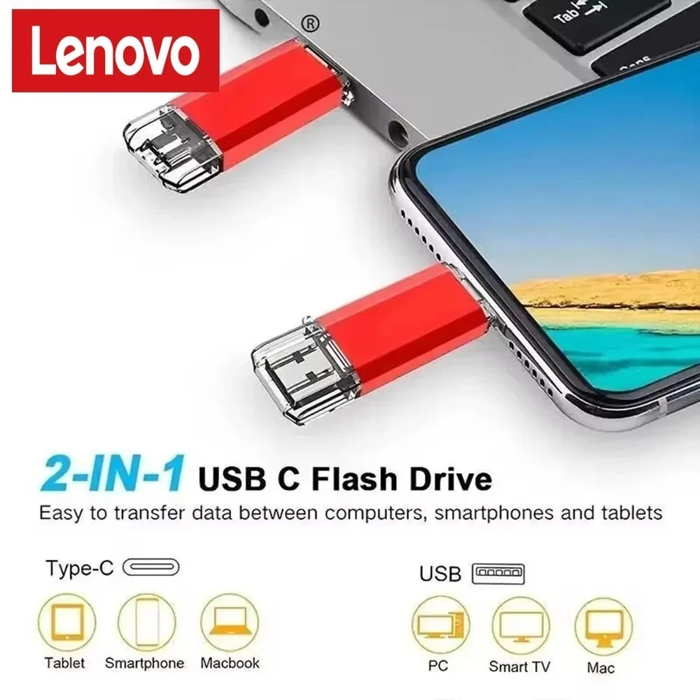 USB Flash Drive 2TB 2 in 1 OTG Type C USB 3.0 Universal Memory Stick