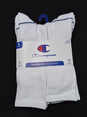 #ad Champion Mens Crew Socks 5 Prs Athleticwear SZ 6 12 Cushioned Performance $19.99