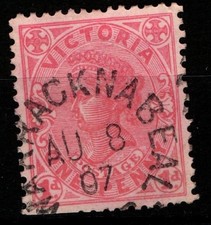 Victoria 1905 One Penny 1d red perf 12 x 12&frac12; SG417 Used Warracknabeal CDS