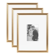 Adlynn Rectangle Picture Frame Set of 3, 11 x 14 matted to 5 x 7, Gold, Moder...