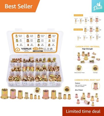 230PCS Multi-Purpose Rivet Nuts - SAE & Metric Assortment in Transparent Box