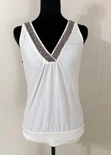 New York & Company Womens White V-Neck Stretc...