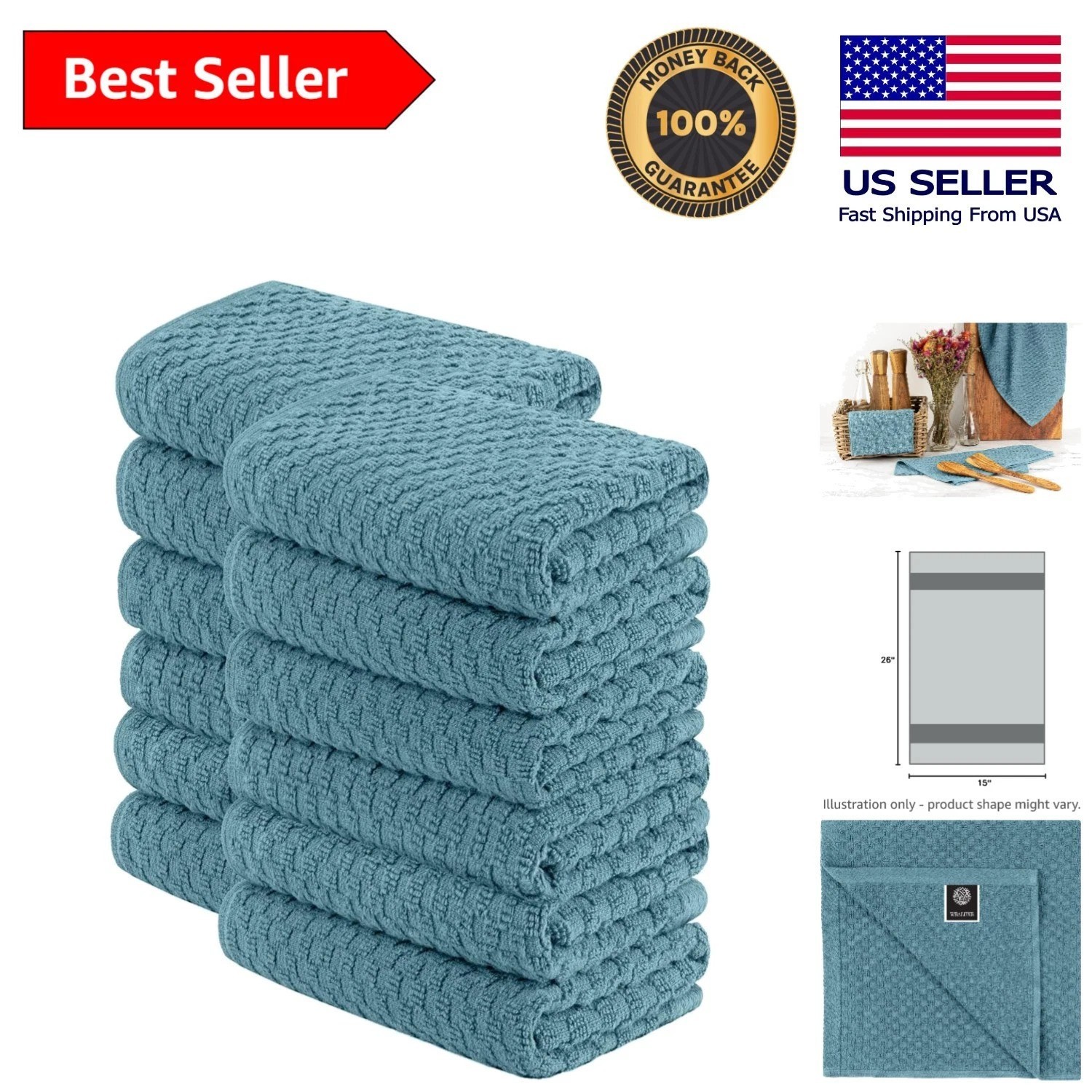 S Set - 12 Pack, 450gsm Aqua Cotton, Extra Absorbent