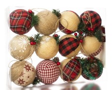 Burlap Christmas Hanging Ornaments, Farmhouse Rustic Christma Decorations, Na...