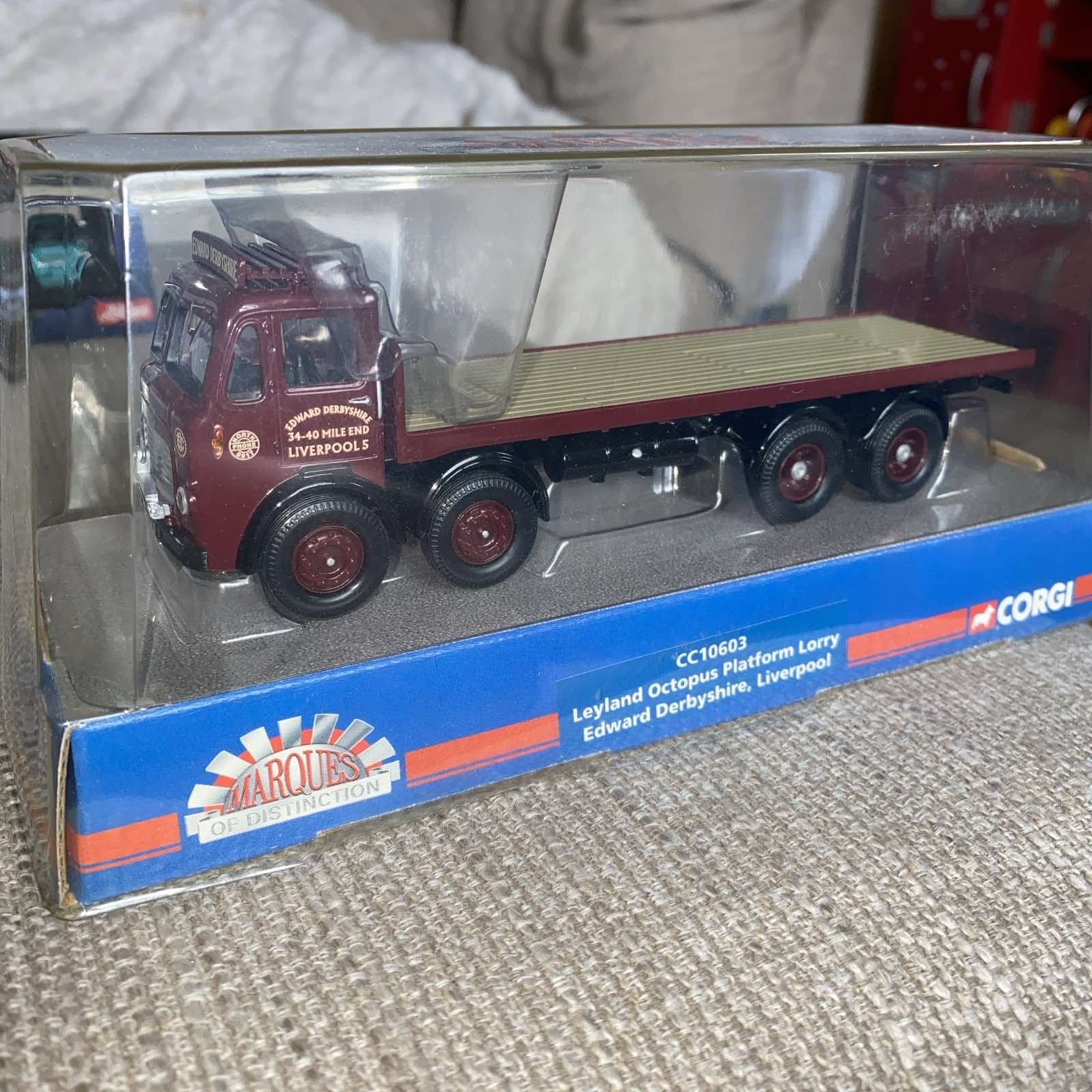 Corgi 1/50 Scale CC10603 - Leyland Octopus Platform Lorry E. Derbyshire - Maroon