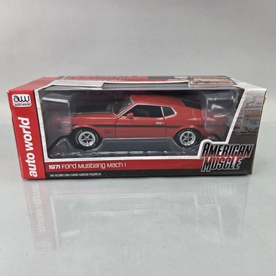 Auto World 1971 Ford Mustang Mach 1 Red 1:18 Diecast Muscle Machines Cover Car