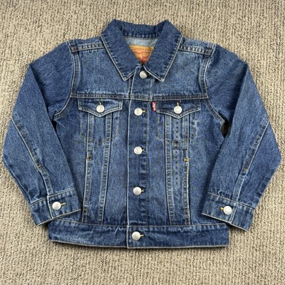 Levis Youth Boys M 5-6 Jean Trucker Jacket Snap Medium Wash Denim