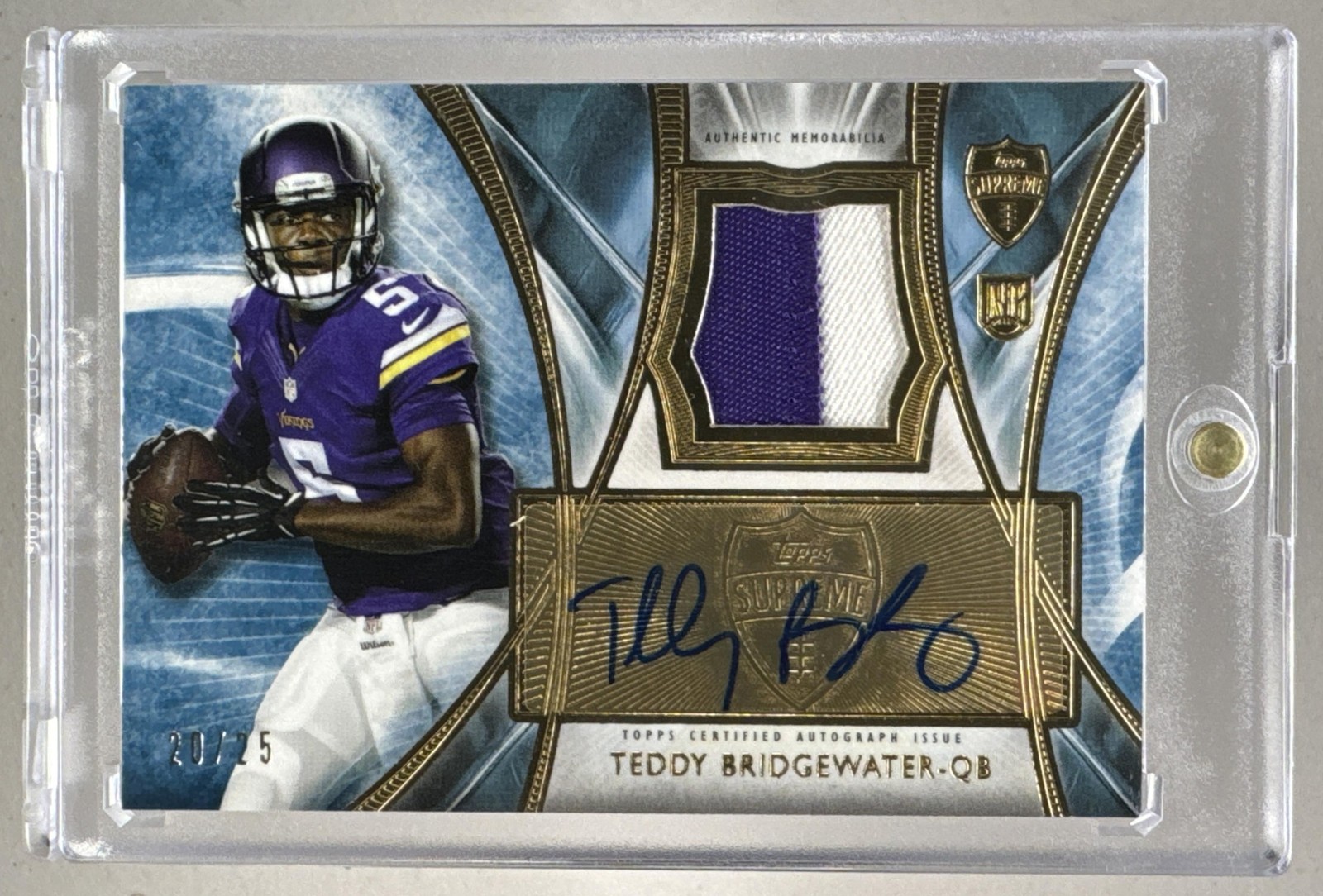 Teddy Bridgewater Topps Supreme Autograph Rookies #TBR Blue