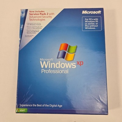 Vintage Microsoft Windows XP Professional SP2 Big Box Complete Set Product Key