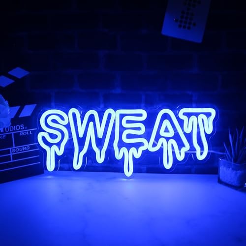 Sweat Neon Sign for Home Gym Wall Decor Sweat Gym Lighting Man Cave Sweat-Blue