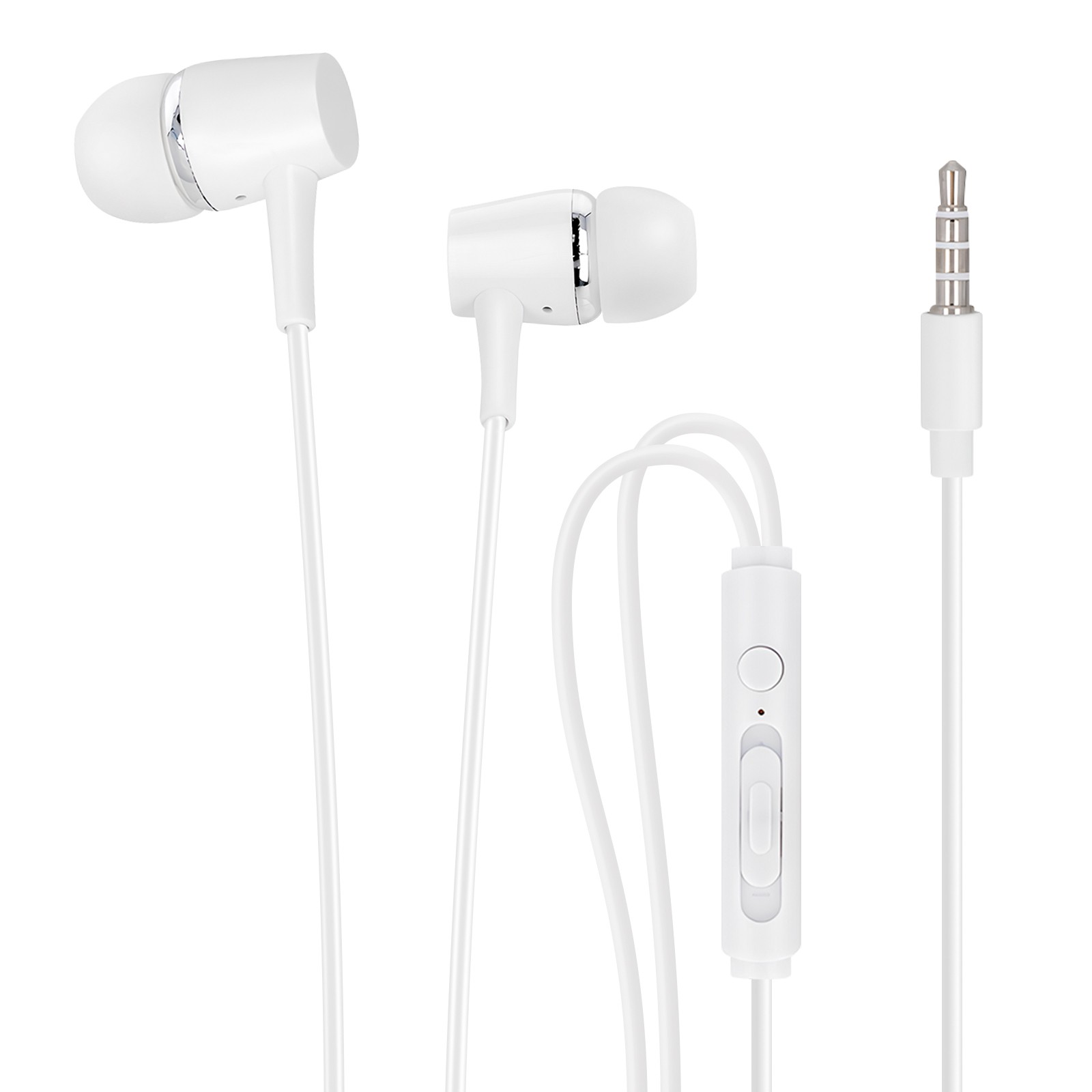Écouteurs intra-auriculaires filaires blanc avec micro et prise jack 3.5mm
