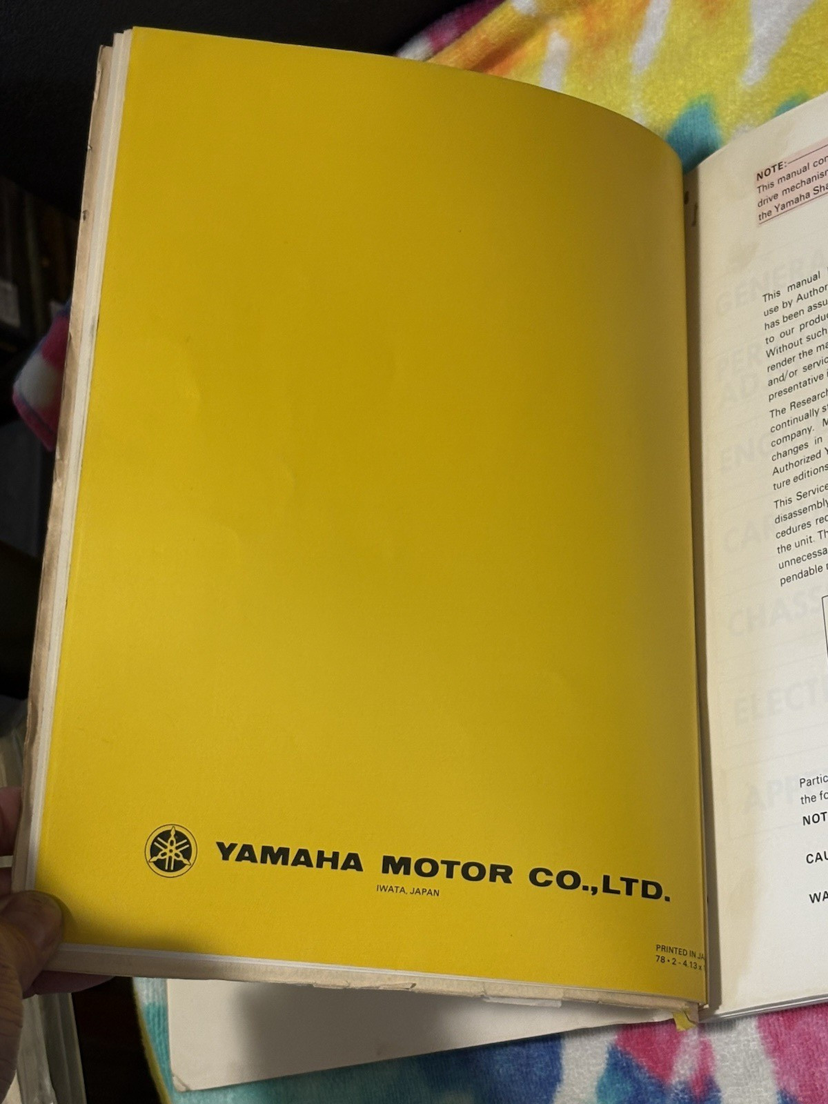 Original 1978 Yamaha XS1100E Motorcycle Service & 1100F SF Supplementary Manual
