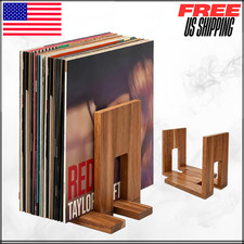 Solid Acacia Wood Vinyl Record Storage Rack Adjustable Record Holder