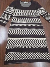 Pink Rose Womens M Black White Geometric Aztec Chevron Knit Sweater Dress Rayon