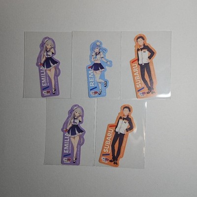 Re:Zero Sticker Set 5: Emilia x2, Rem x1, Subaru x2  Used,