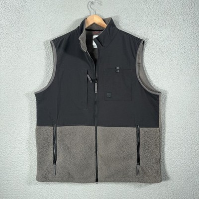 Topo Designs Vest Mens 2XL Gray Fleece Windbreaker Full Zip Pockets Outdoor