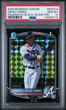 2025 Bowman Chrome Diego Tornes #BCP-214 Black Geometric Refractor /10 PSA 10