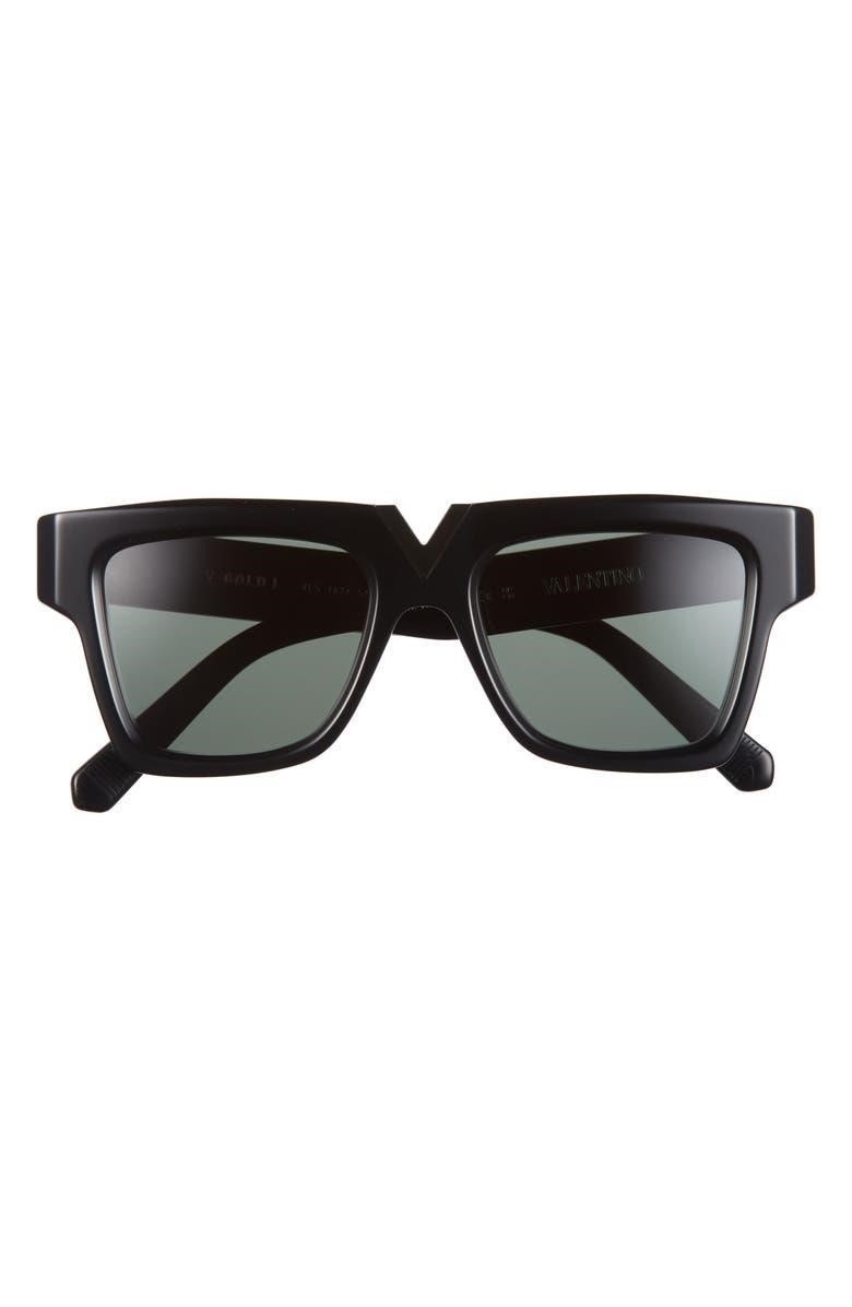 New Valentino Men 57mm Novelty Square Sunglasses Authentic Black