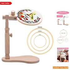 Adjustable Beech Wood Embroidery Hoop Stand with 360-Degree Rotational Function