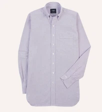 Drakes London Mens Lilac Cotton Oxford Cloth Button-Down Shirt Sz 15-38 $295 NWT