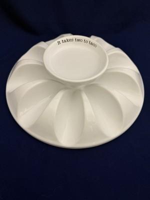 MUD PIE It Takes Two To Taco 10 Shell Holding Tray Platter White Read